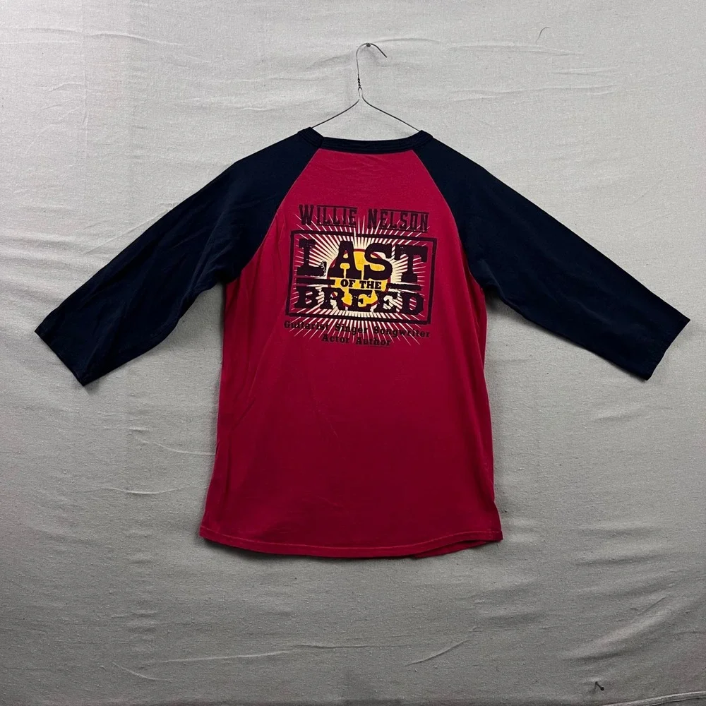 VTG Champion Willie Nelson Spirit Shirt M Red Black Raglan 3/4 Sleeve Graphic - Picture 2 of 10